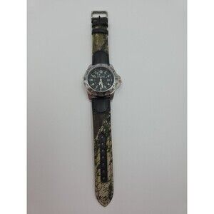 NWOT Field & Stream Men's Camo Camouflage Genuine Leather Strap Black Dial Watch